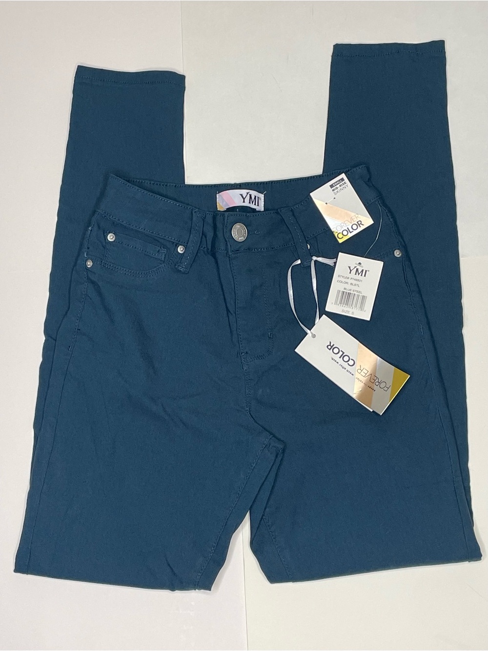 YMI Women's Blue Steel Mid-Rise Skinny Jeans